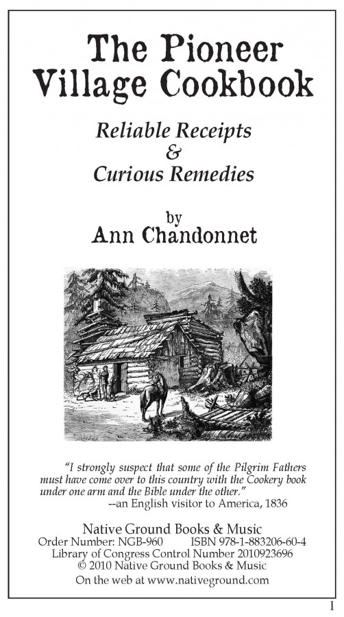 Pioneer Village Cookbook – Book | Native Ground
